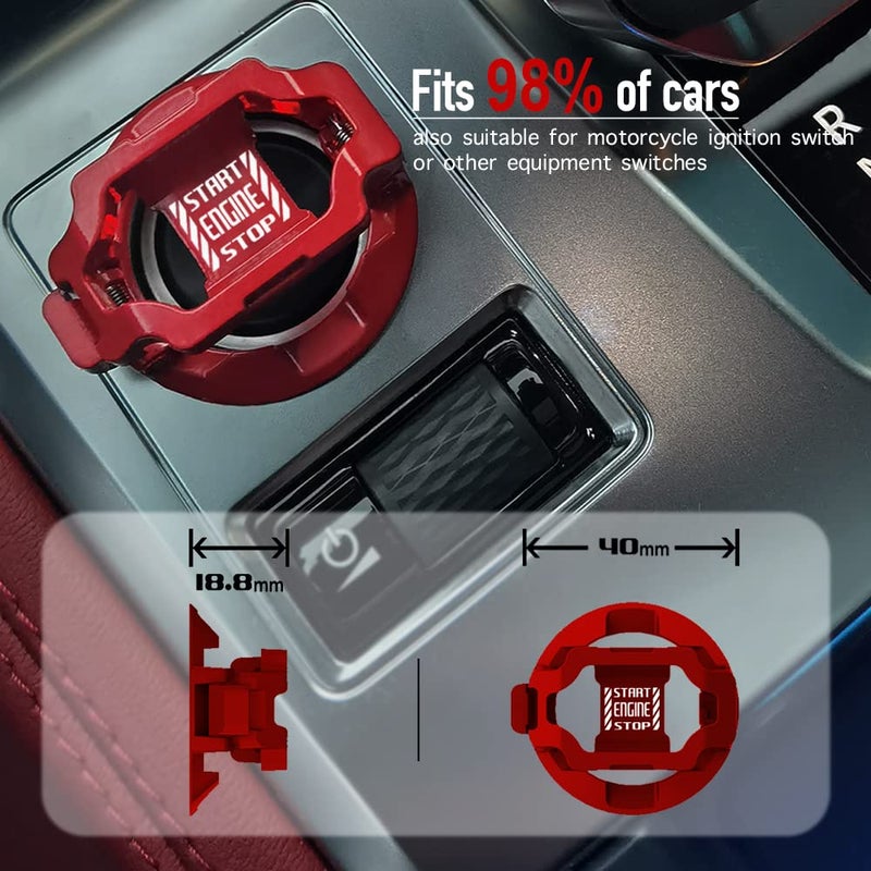 Tybasthe 𝙊𝙧𝙞𝙜𝙞𝙣𝙖𝙡 | Push Start Button Cover, Car Engine Start Stop Button Cover Protector, Cool Car Accessories Interior Decor Sticker Motorcycle Key Ignition Switch Cover, Red - Image 4